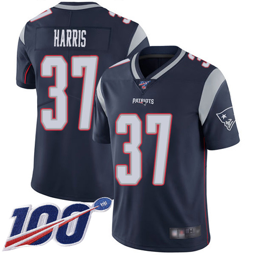 New England Patriots Football #37 100th Season Limited Navy Blue Men Damien Harris Home NFL Jersey